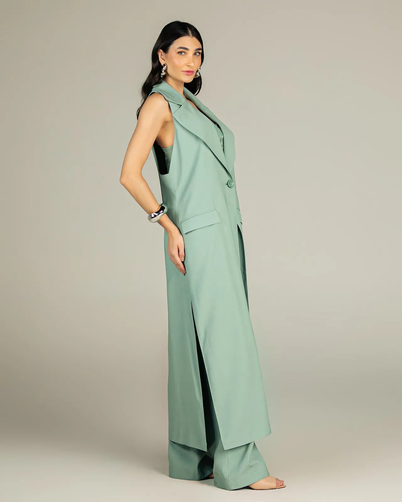 ANF Green Maxi Vest Set