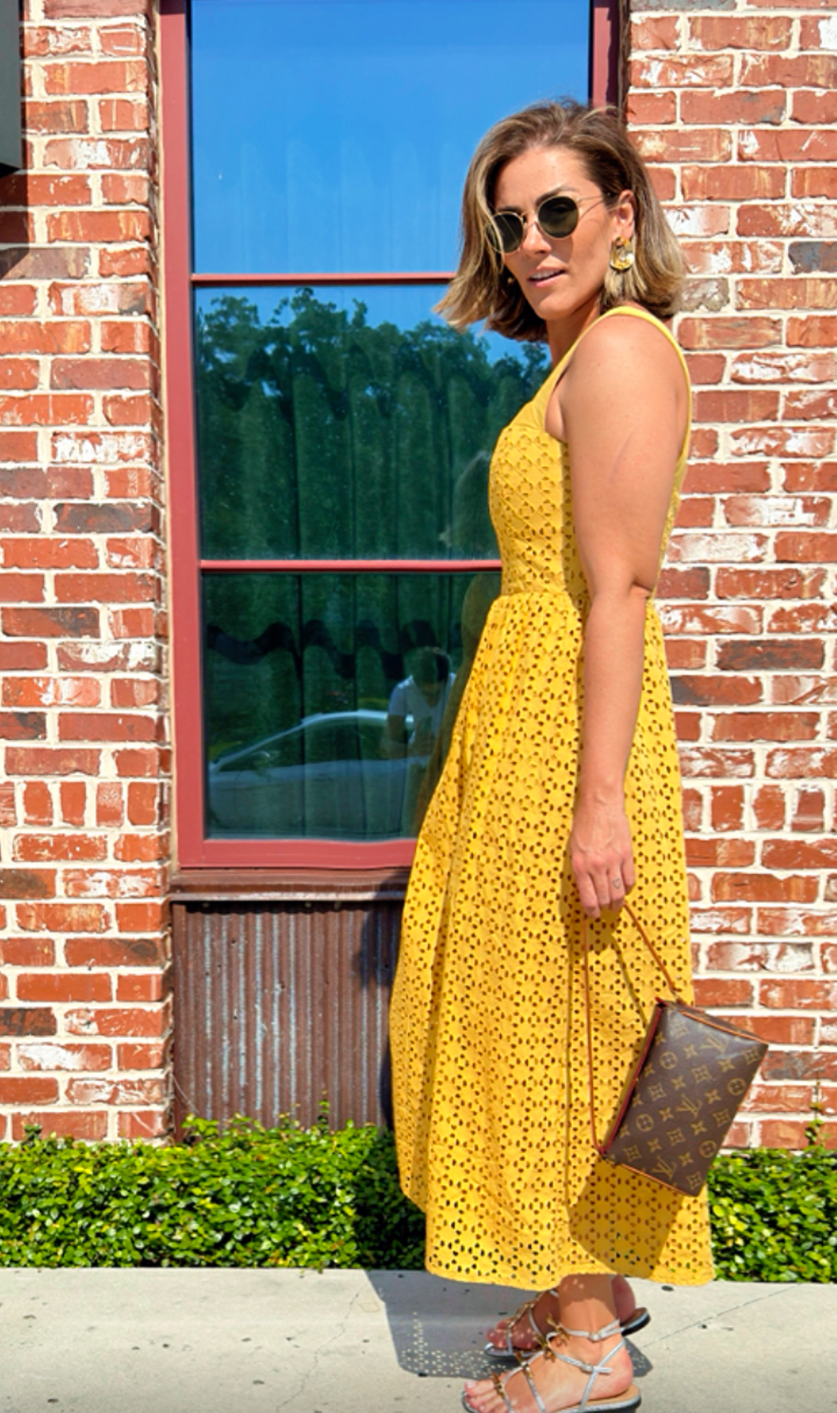 SKU Mustard Cotton Embroidered Dress