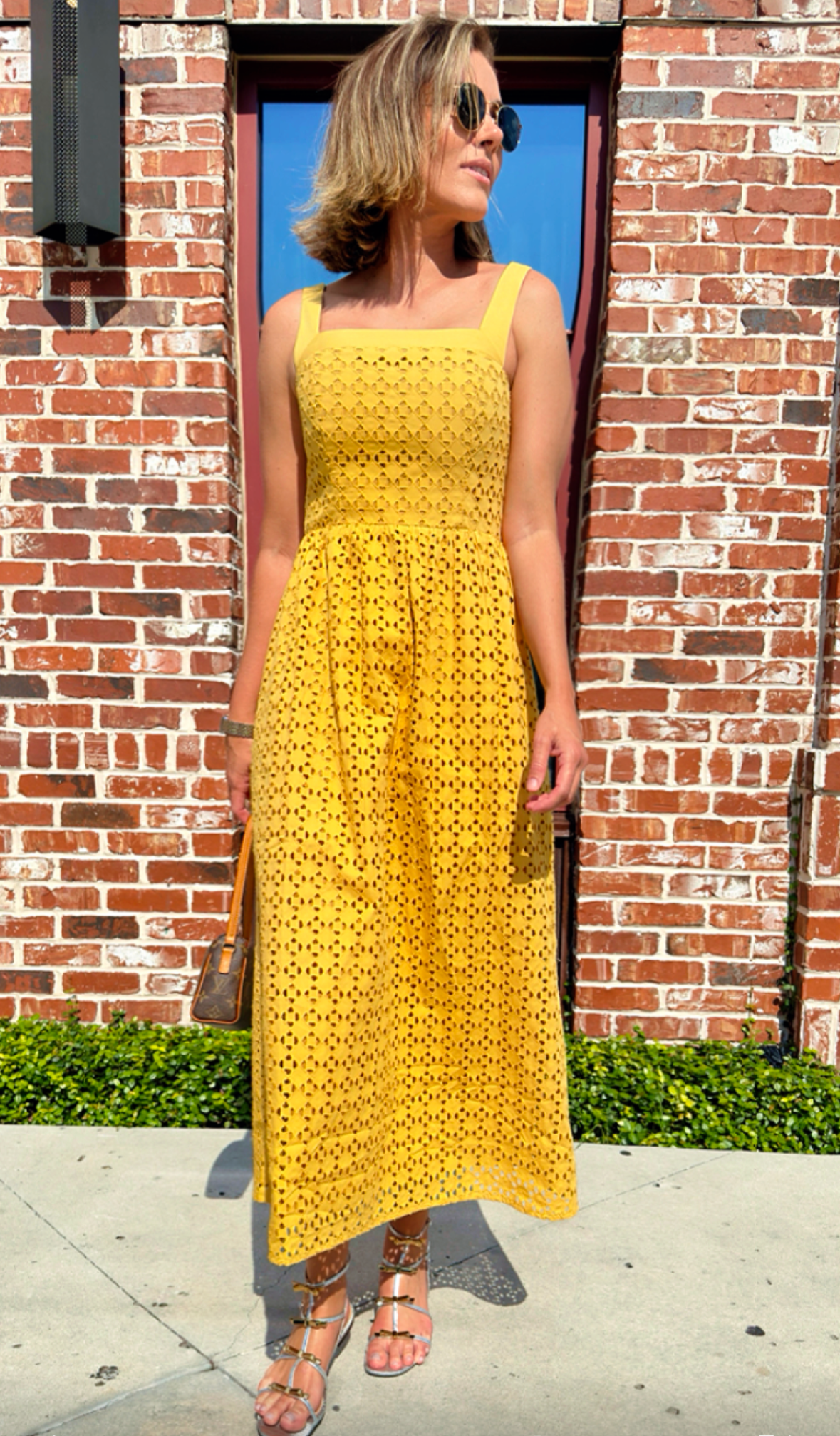 SKU Mustard Cotton Embroidered Dress