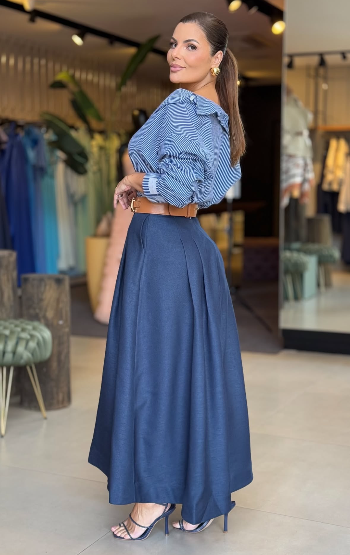 ANF Blue Maxi Midi Skirt