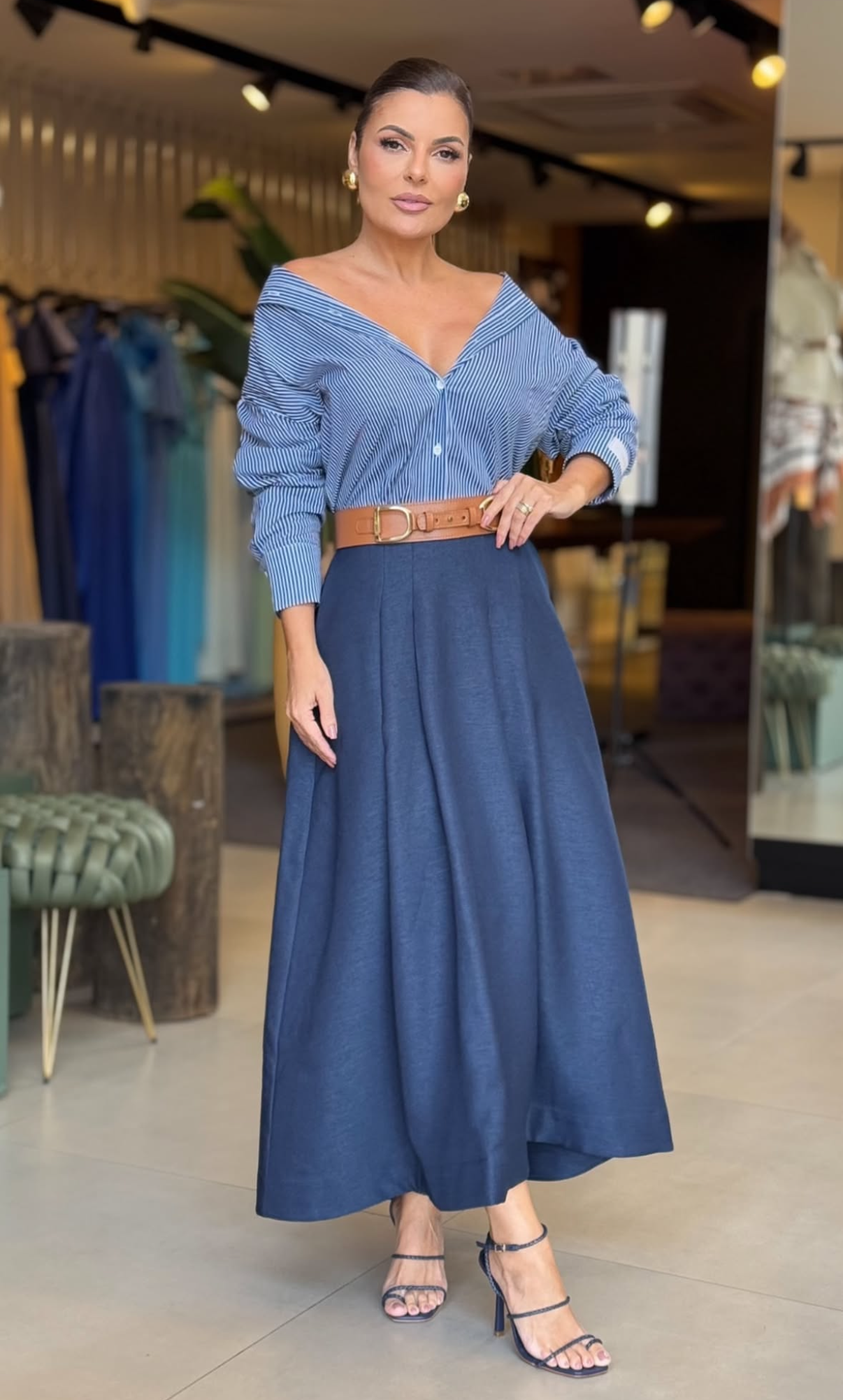 ANF Blue Maxi Midi Skirt